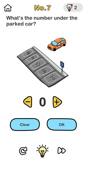 Level 7 Wie lautet die Nummer unter dem geparkten Auto?