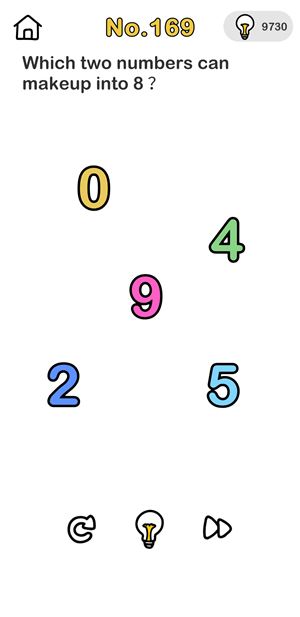 Niveau 168 Quels sont les deux nombres qui peuvent former un 8 ?