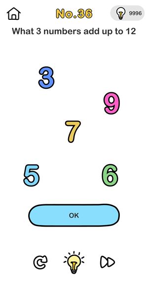 Level 35 What 3 numbers add up to 12